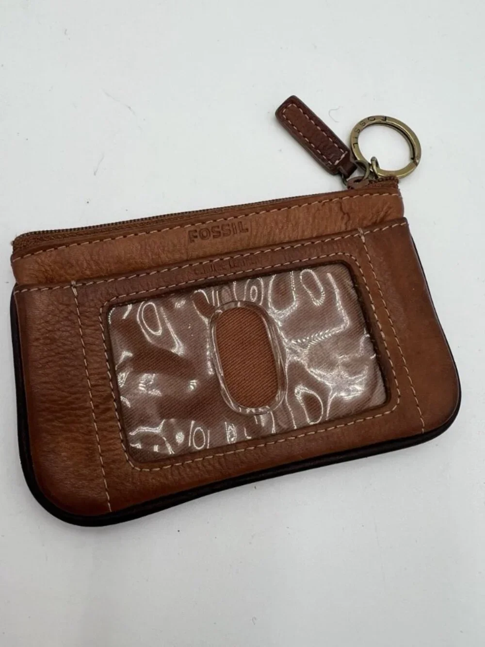 Oklahoma Sooners Fossil OU Leather Coin Purse With Key Ring And ID Window